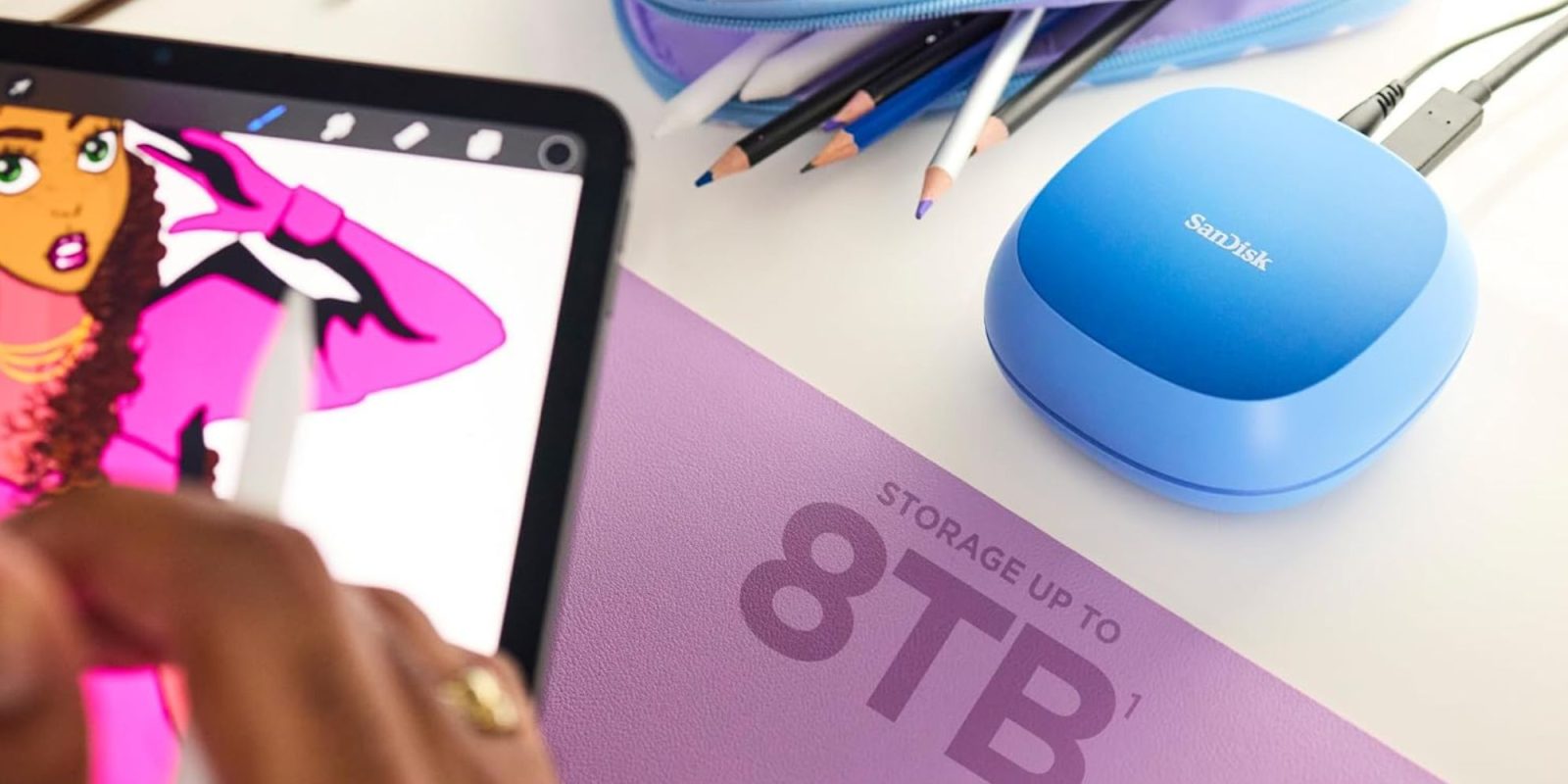 Image showing SanDisk's storage device kept on a desk.