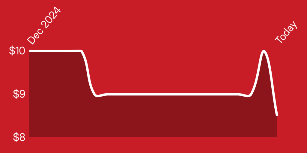 A red and white line drawing