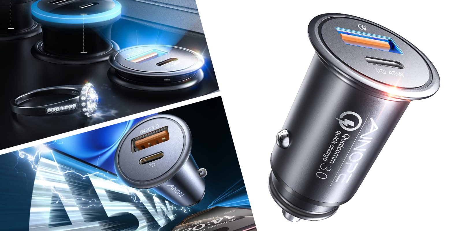 A collage of a usb charger