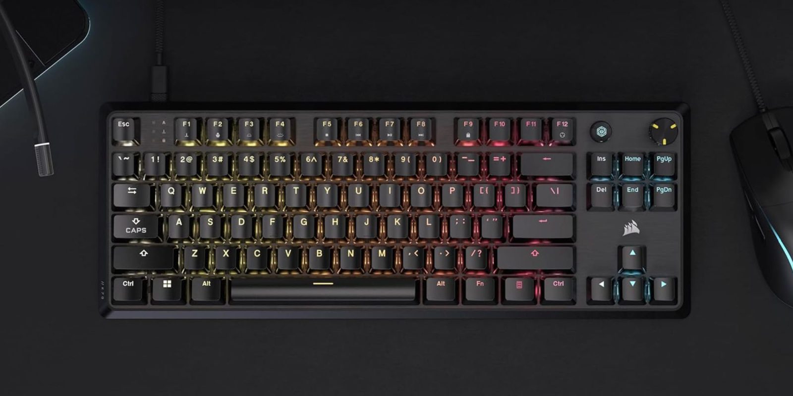 Image showing a render of Corsair's CORE K70 TKL mechanical keyboard.