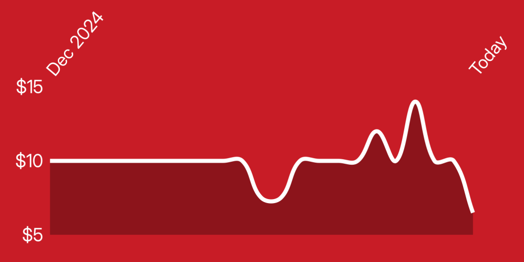 A white line on a red background