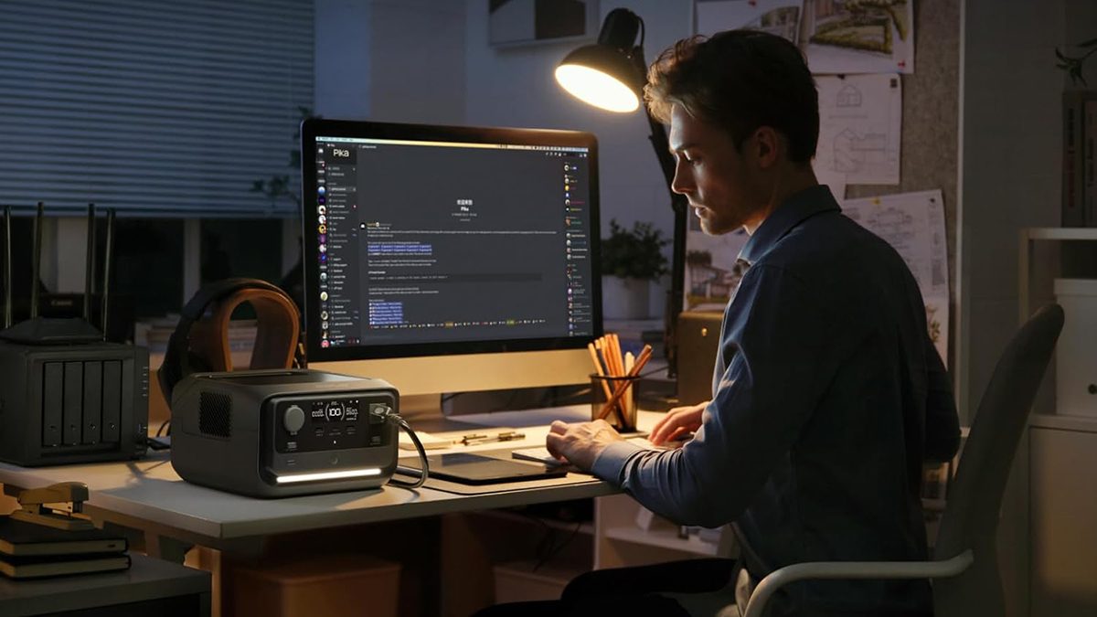 A man sitting at a desk working on a computer