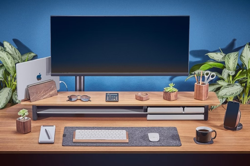 A computer screen on a desk