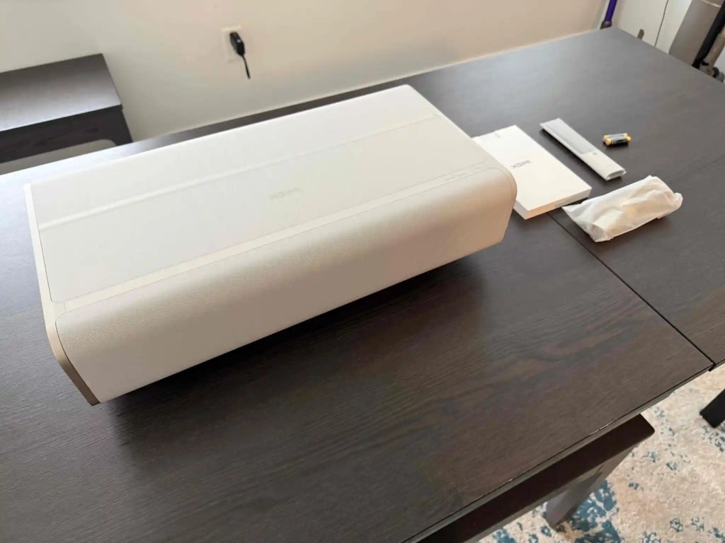 A white rectangular object on a table