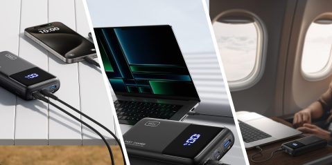 A laptop and power bank