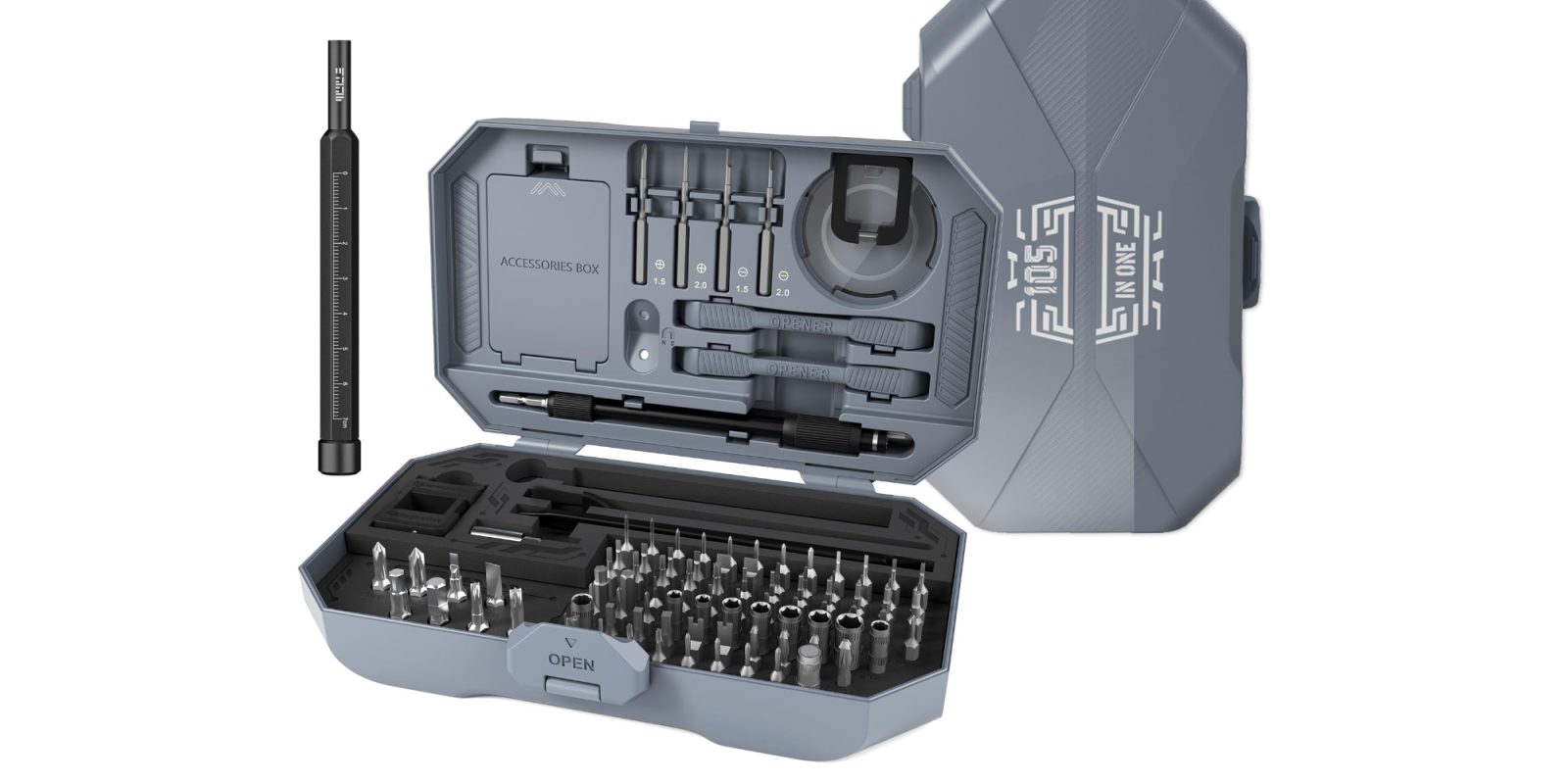 A tool box with many different tools