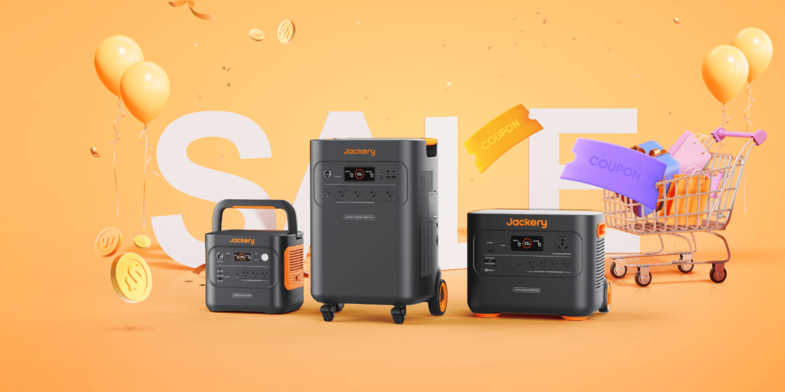 A group of black and orange electrical devices