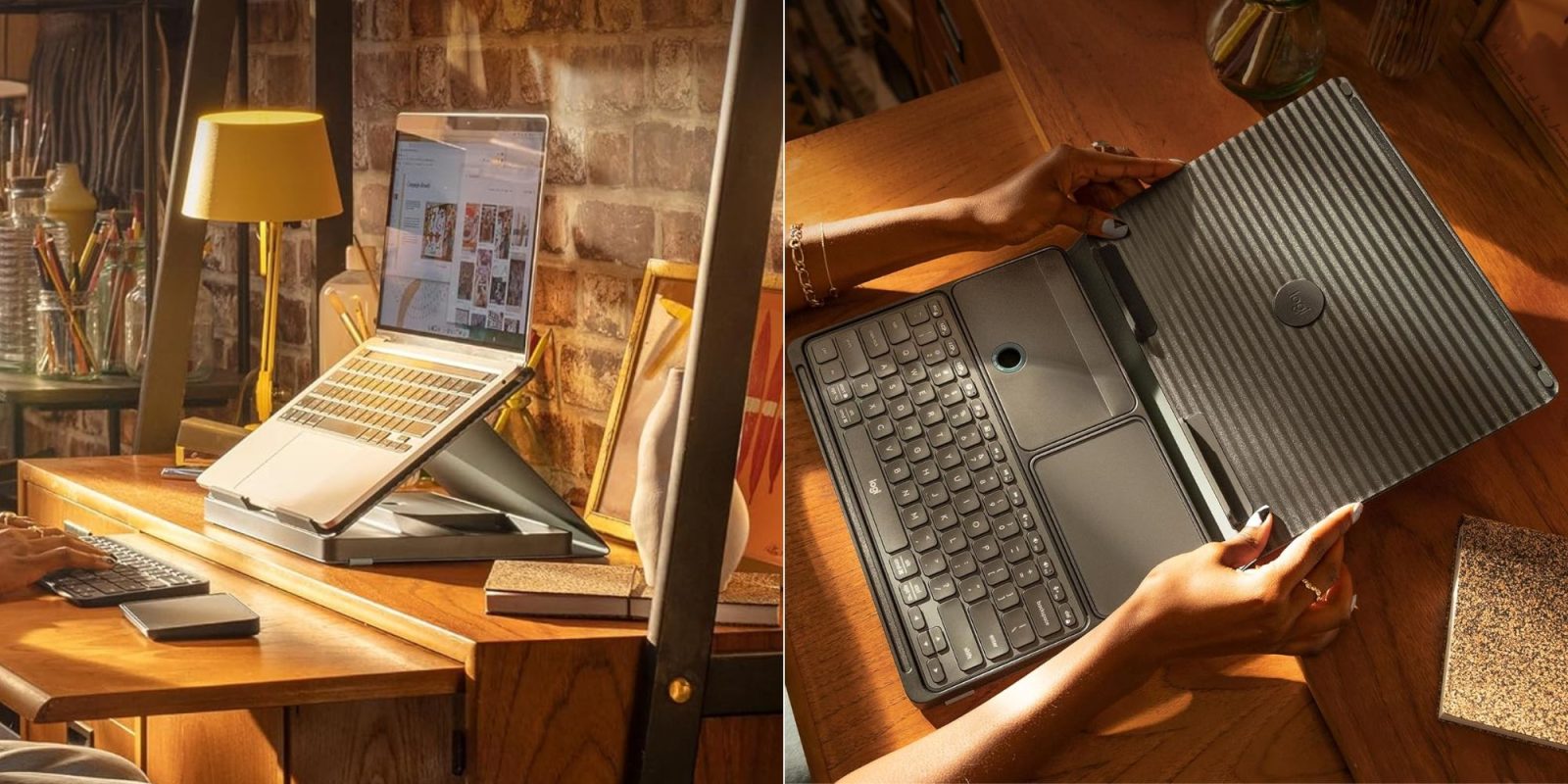 Image showing a render of Logitech's Casa Pop Desk Kit in black.