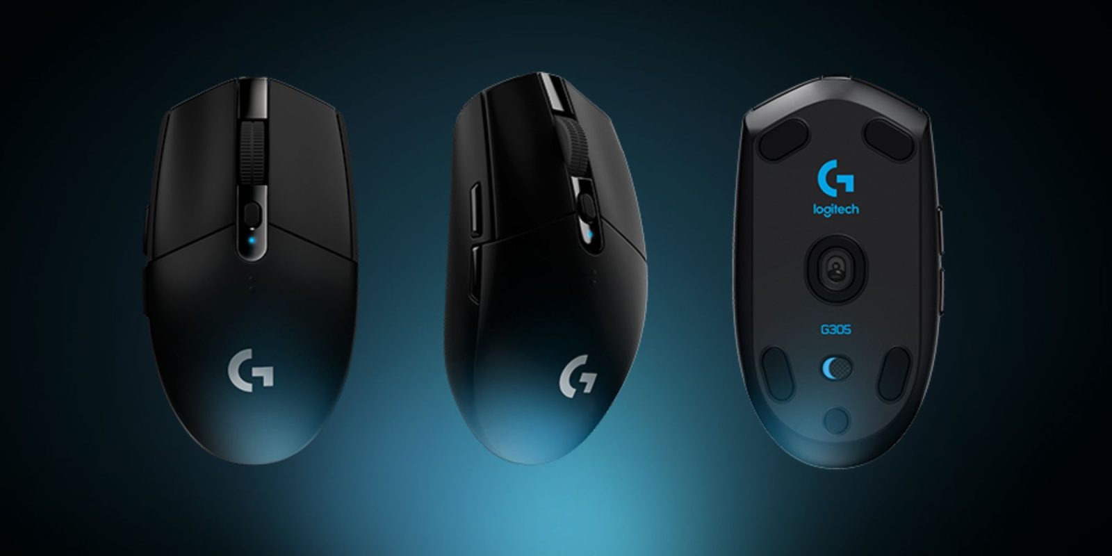 Image showing a render of Logitech's G305 LIGHTSPEED gaming mouse in black.