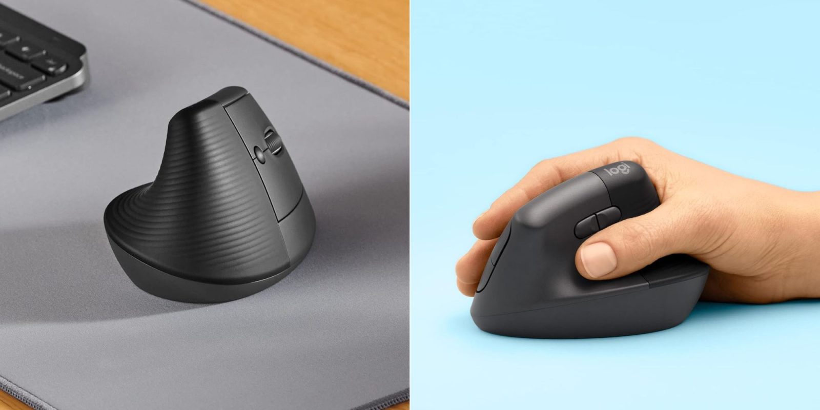 A hand holding a computer mouse