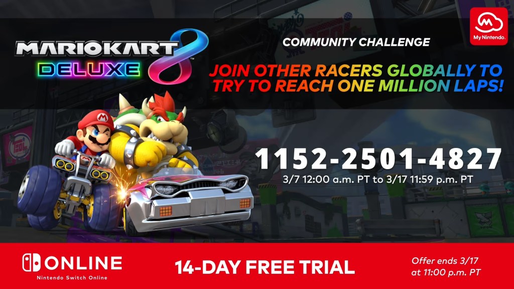 A video game advertisement with a cartoon character in a car