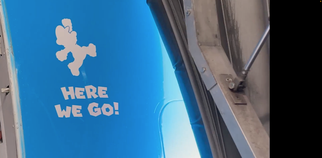 A blue sign with white text