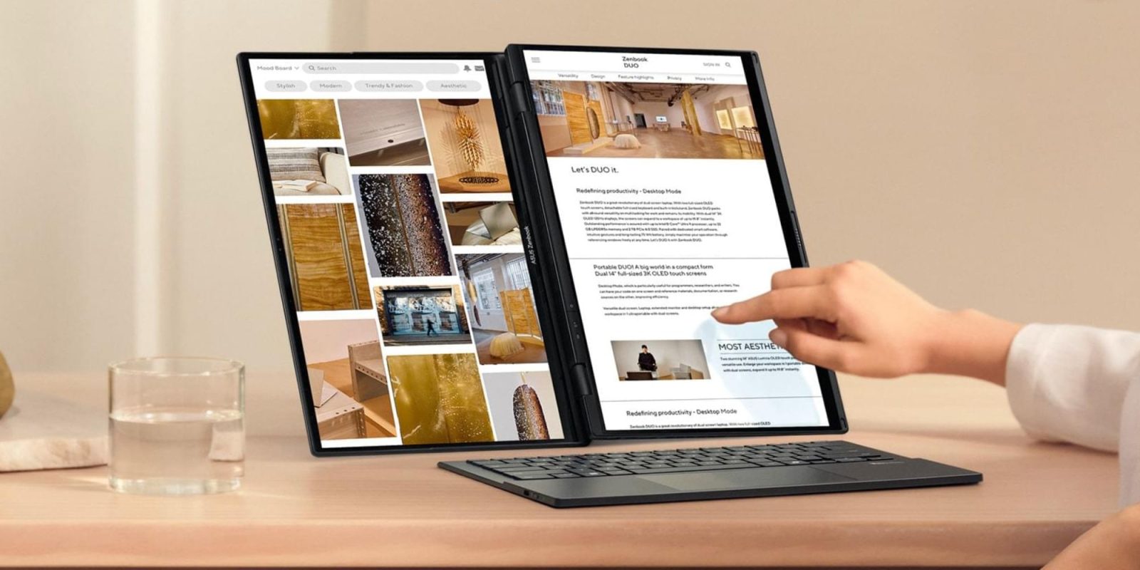 Image showing a render of ASUS' ZenBook DUO laptop.