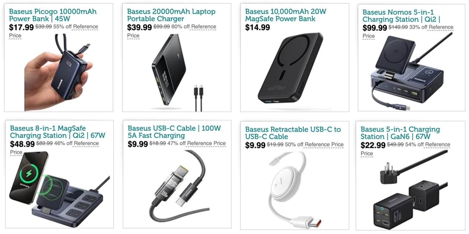 Image showing listings from Baseus sale at Woot.