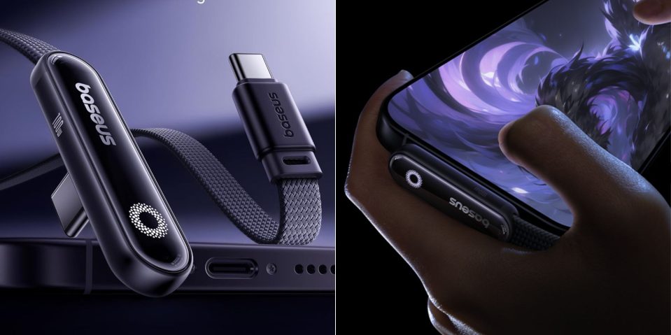 Image showing renders of Baseus' USB-C cable with right-angle USB-C connector.