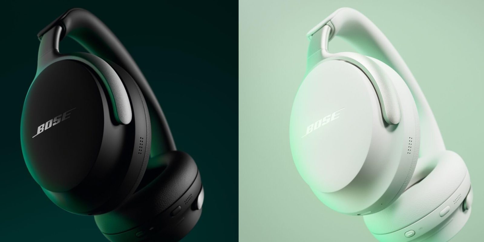 A pair of headphones with a green light