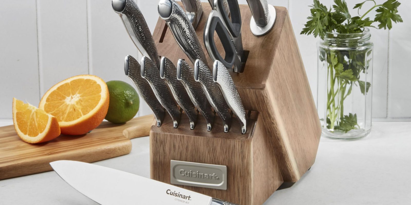 A knife block with a knife set