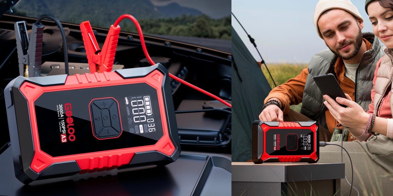 GOOLOO A3 Jump Starter Car Battery with Air Compressor