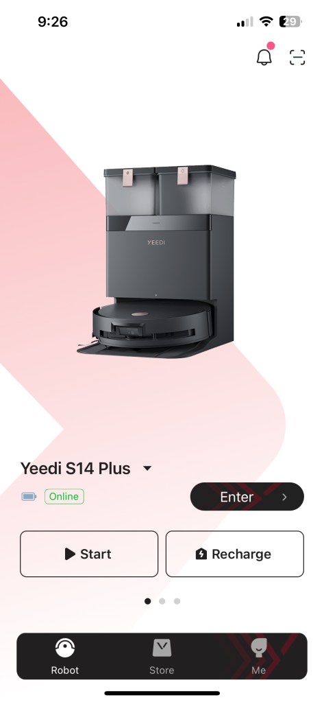 A screenshot of a robot vacuum