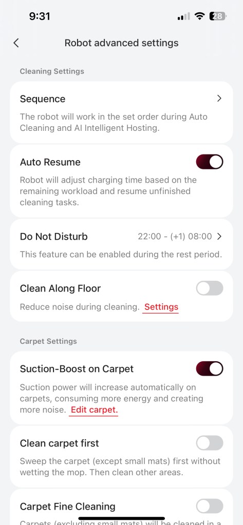 Yeedi S14 Plus robot controls
