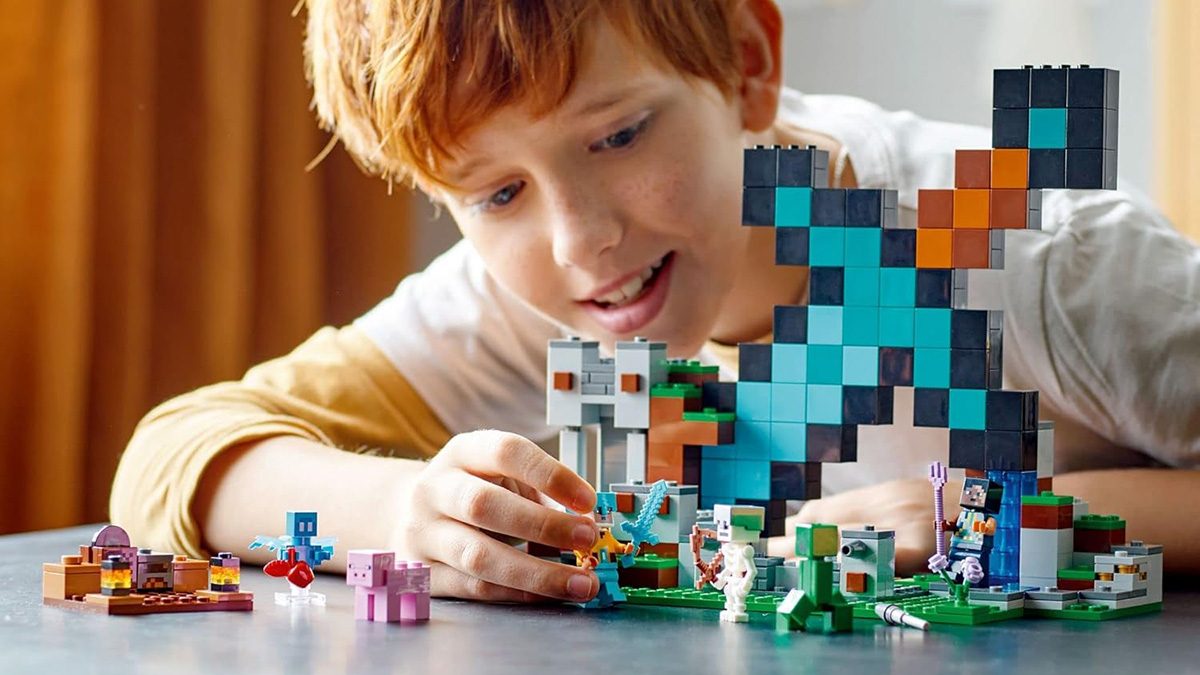 A boy playing with toys