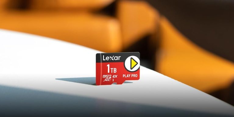 A memory card on a table