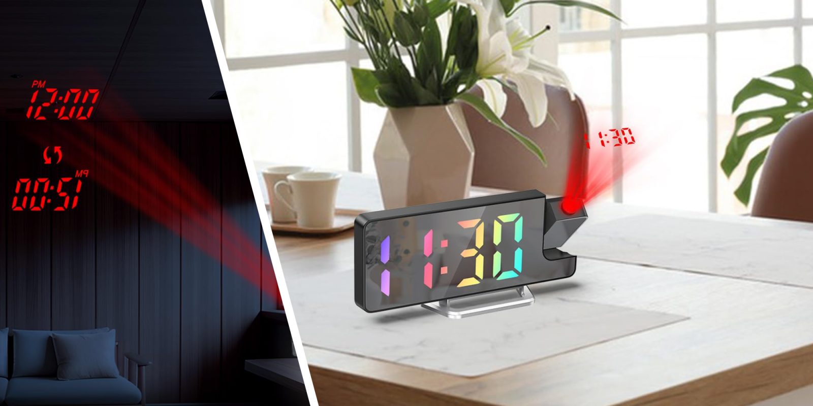 A digital clock on a table