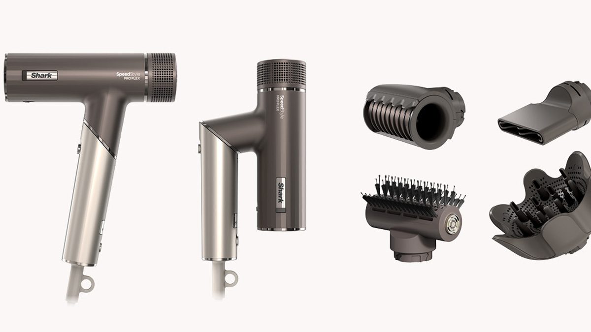 A group of hair dryers