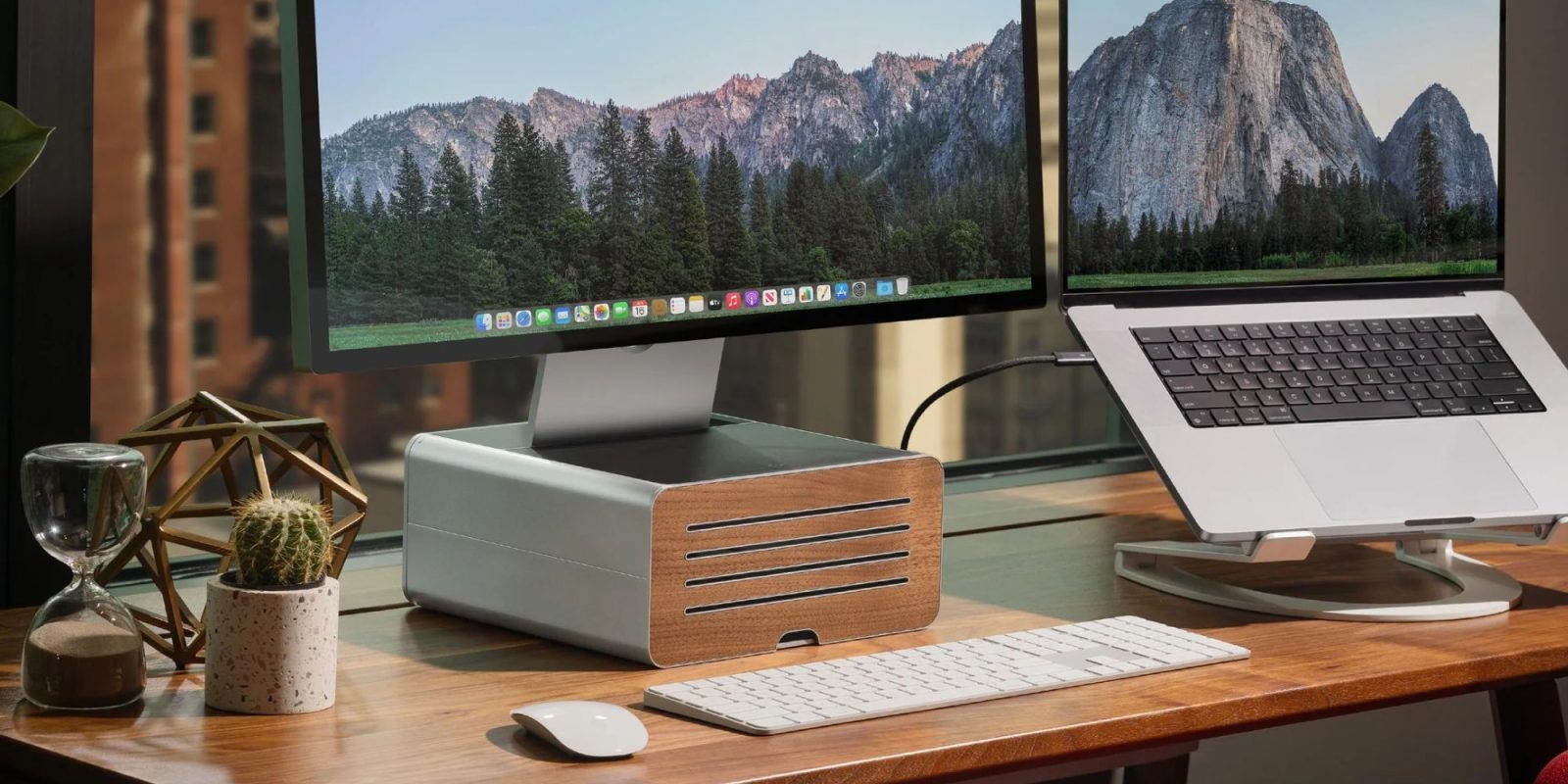A computer on a desk