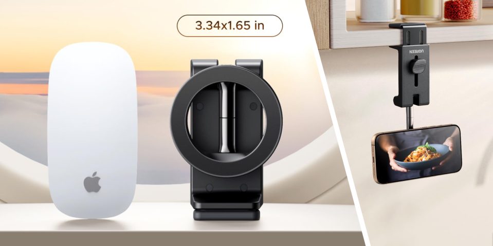 A black device on a shelf