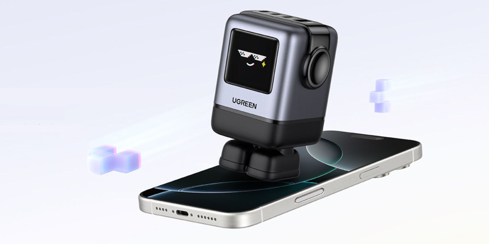 A robot on top of a cell phone