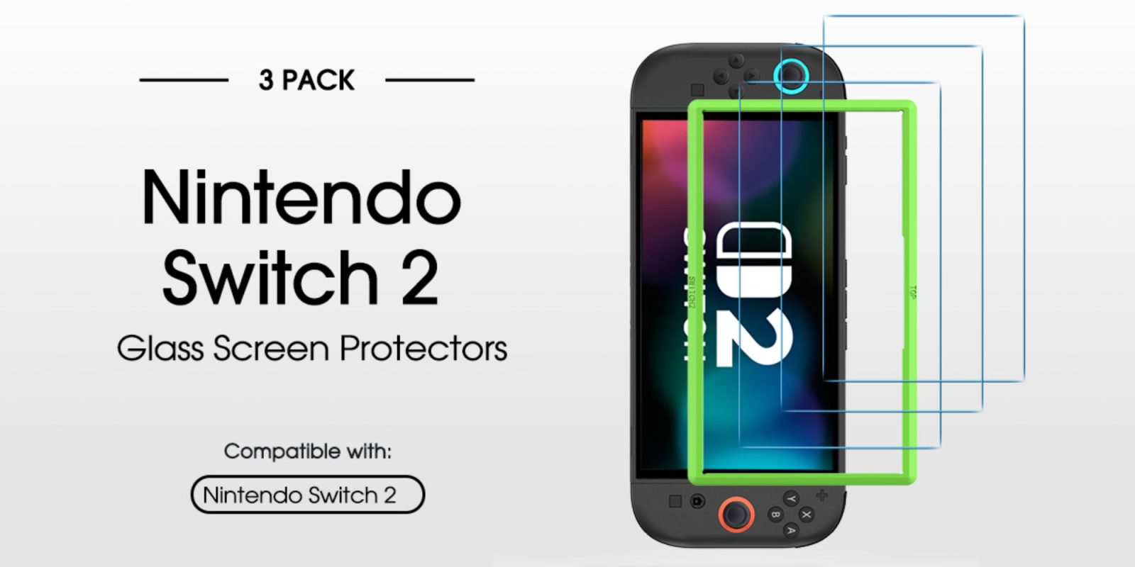 Image showing a render of amFilm's Switch 2 tempered glass screen protector.