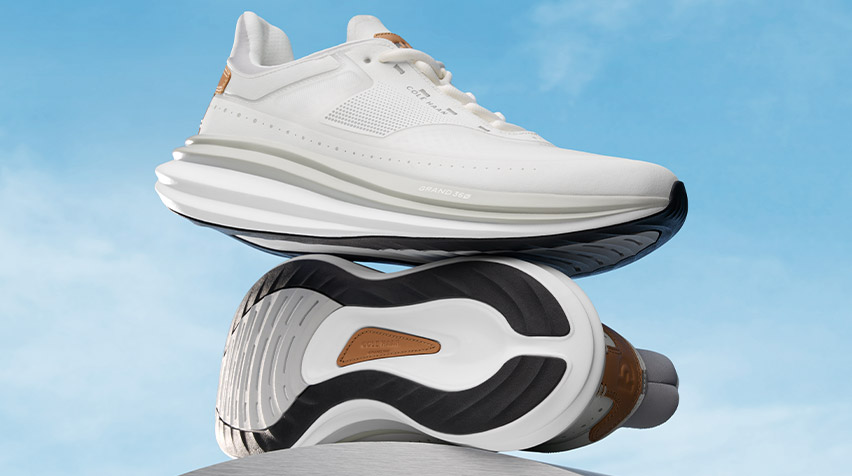 A white shoe on top of another white shoe