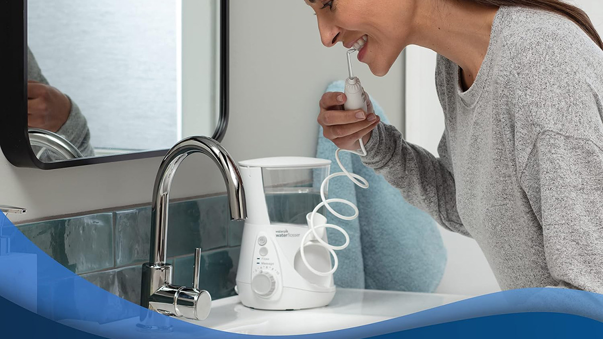 A woman brushing her teeth