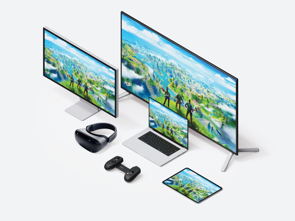 A group of monitors and devices