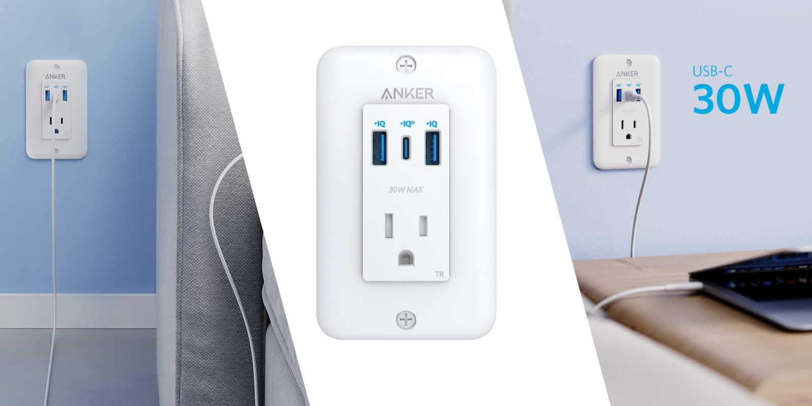 A close up of a wall outlet