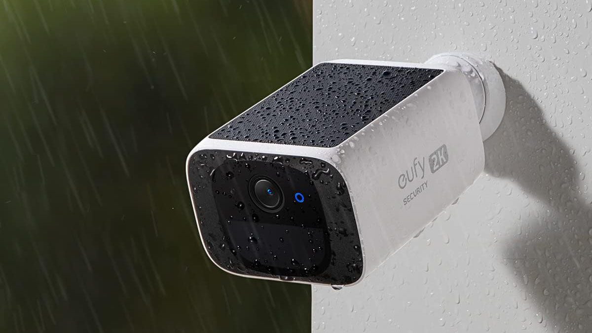 eufy Security SoloCam S220, Solar Security Camera, Wireless Security Camera Outdoor, 2K Resolution, Continuous Power, Built-in 8GB, No Subscription, HomeBase 3 Compatible, for Outdoor Surveillance