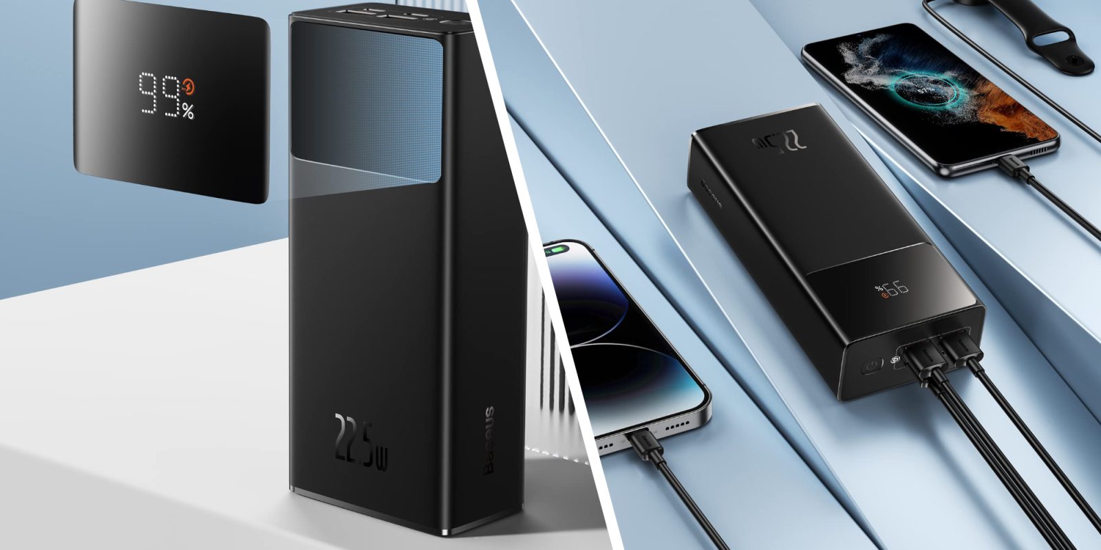 A black rectangular device with a black cord