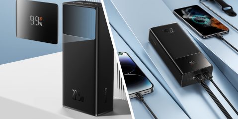 A black rectangular device with a black cord