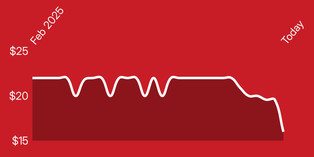 A white line on a red background