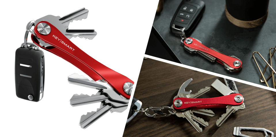 A collage of keys and a key chain