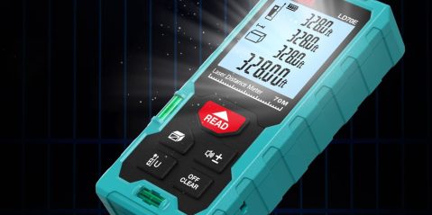 A blue laser meter with a screen