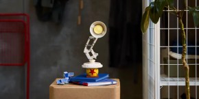 A box with a lamp on top of it