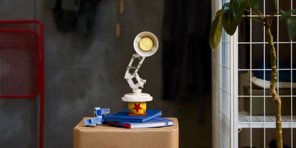 A box with a lamp on top of it