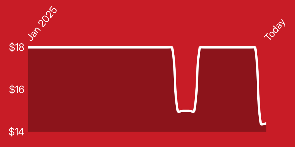 A red and white line drawing