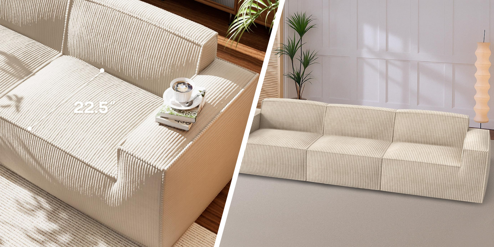 A close up of a couch