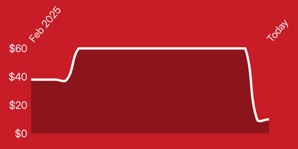 A red rectangular object with white lines