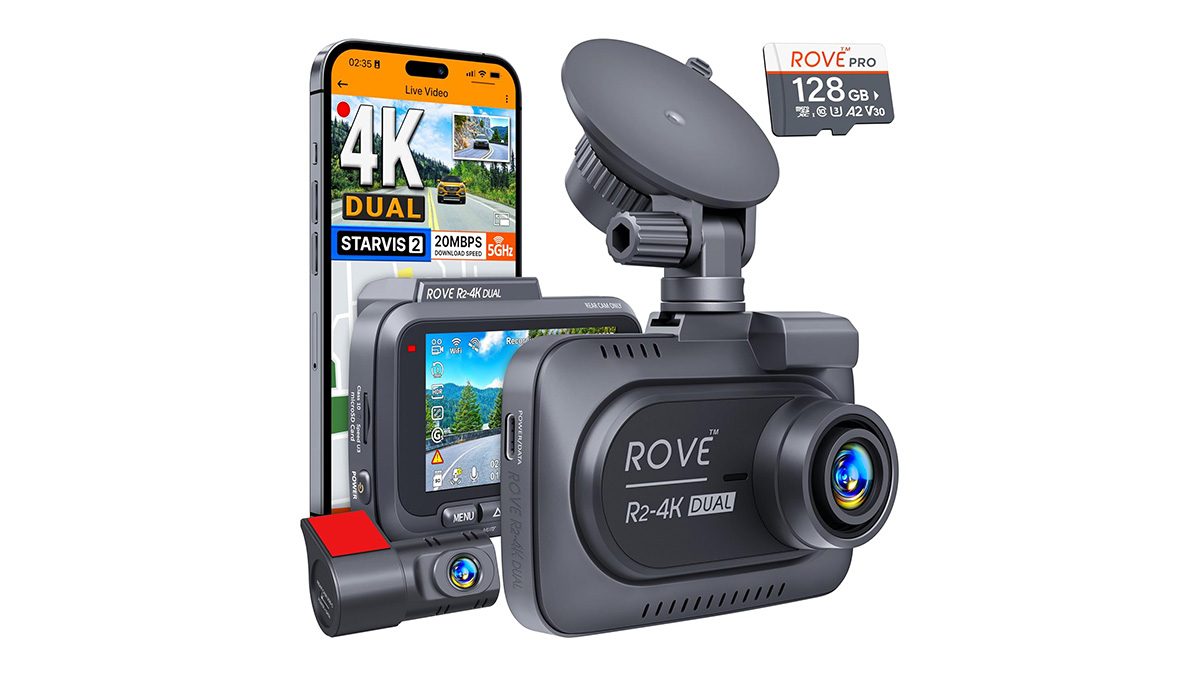 A car camera with a screen and a phone