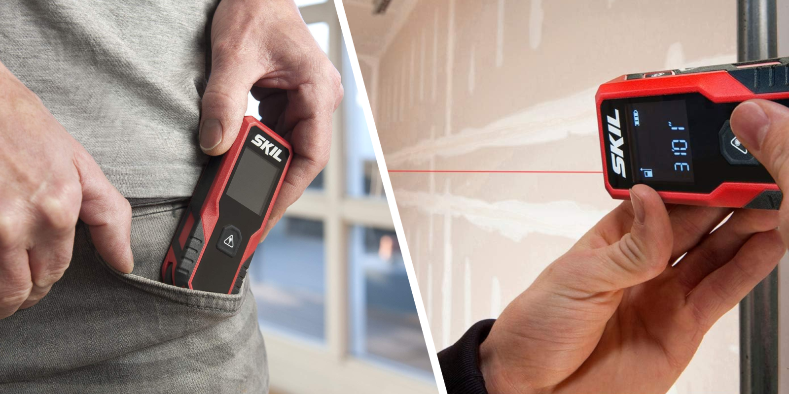 A person holding a device in their pocket