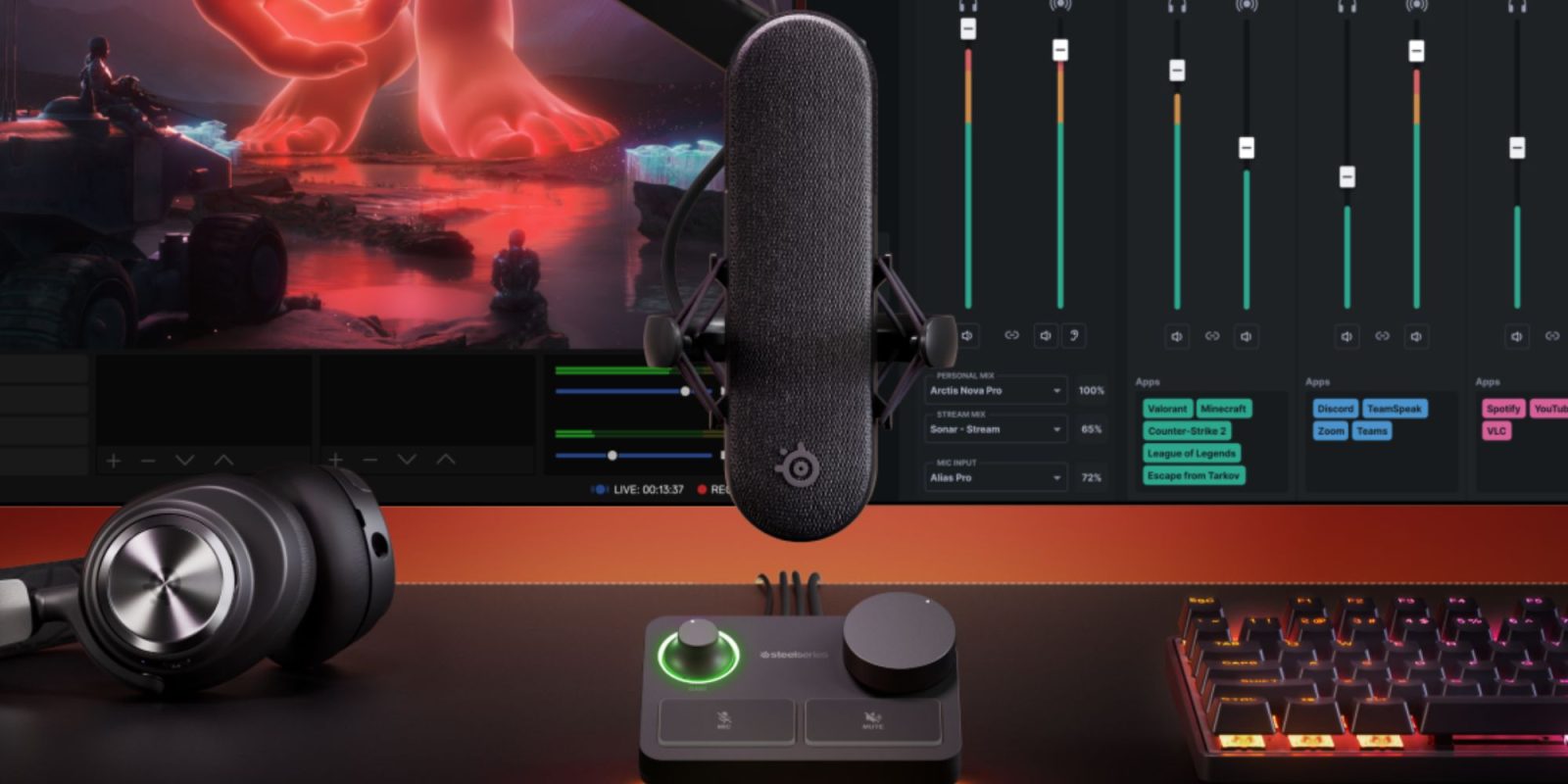 Image showing a render of SteelSeries Alias Pro XLR mic.